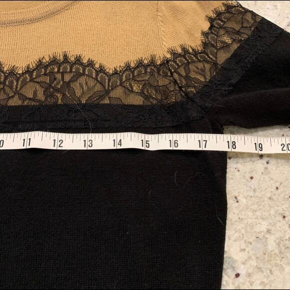 AB Studio knit long sleeve dress with gold lace trim size medium New with tag - Picture 6 of 8